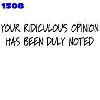 Click to order printed t-shirt 1508b... Your Ridiculous Opinion Has Been Duly Noted