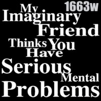 Click to order printed t-shirt 1663w... My Imaginary Friend thinks You have Serious Mental Problems